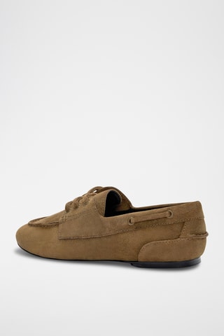 Chaussures bateau en nubuck - Marron