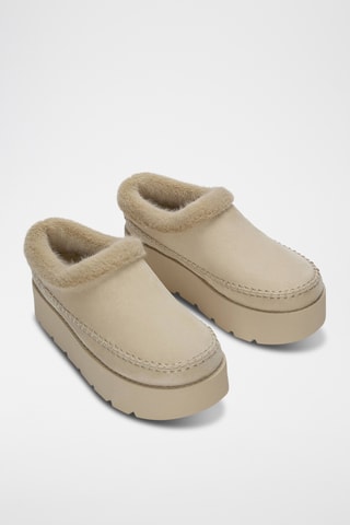 Gevoerde Platform Clogs - Beige