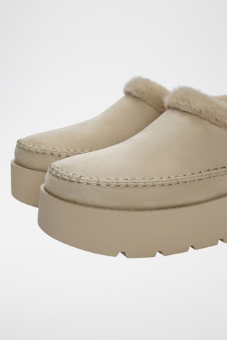 Gevoerde Platform Clogs - Beige