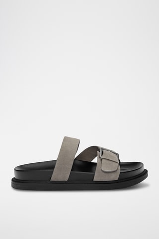 Mules en cuir - Gris clair