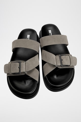 Mules en cuir - Gris clair