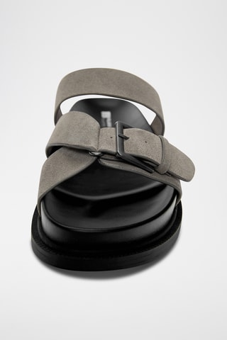 Mules en cuir - Gris clair