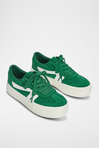 Baskets plateformes en cuir - Vert foncé