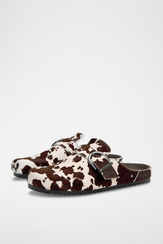 Mules en cuir - Blanc et marron