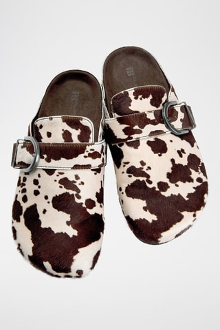 Mules en cuir - Blanc et marron