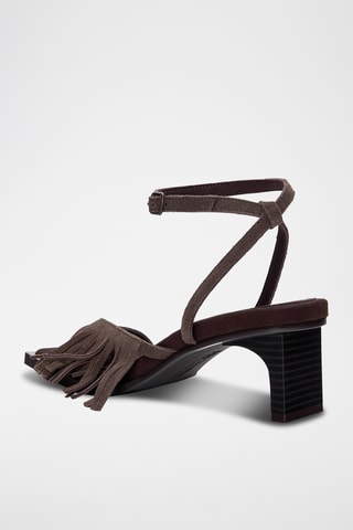 Sandales à talons en nubuck - Marron foncé