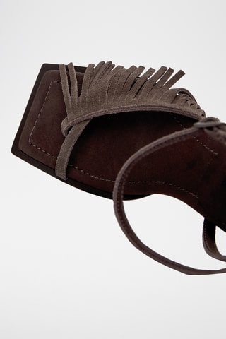 Sandales à talons en nubuck - Marron foncé