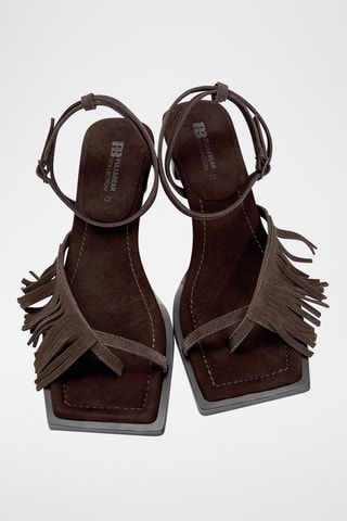 Sandales à talons en nubuck - Marron foncé