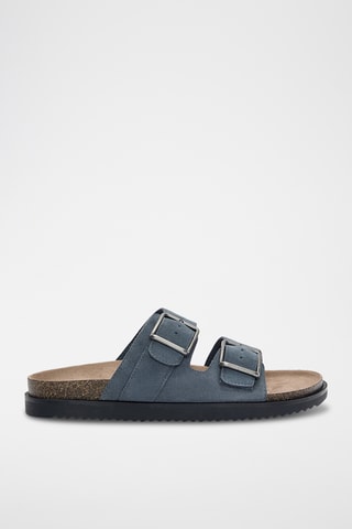Mules en nubuck - Bleu marine