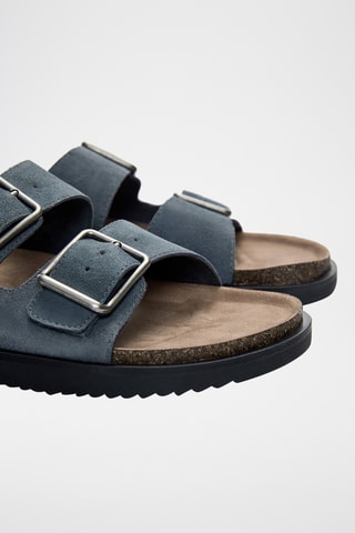 Mules en nubuck - Bleu marine