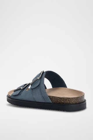 Mules en nubuck - Bleu marine