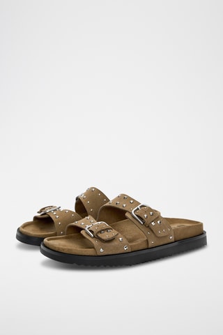 Mules en nubuck - Marron clair