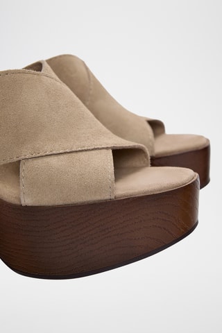 Mules à talons en nubuck - Taupe