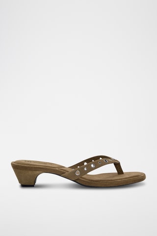 Sandales à talons en nubuck - Marron