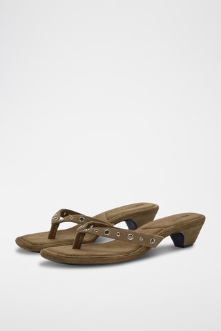 Sandales à talons en nubuck - Marron