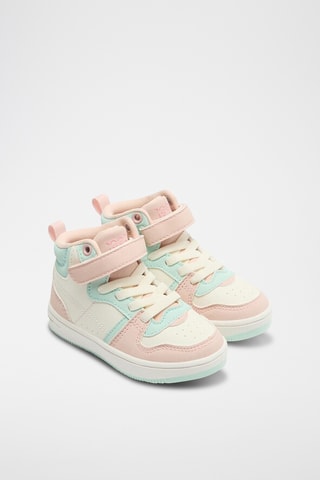 Baskets montantes - Rose poudré et turquoise