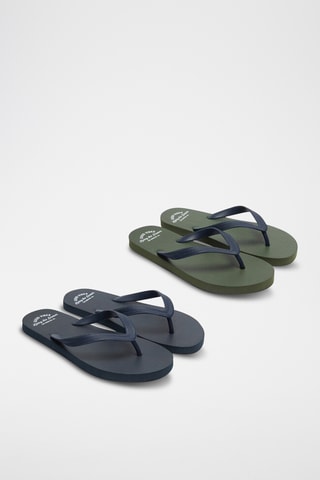 2 Paar Slippers - Donkerblauw en Donkergroen