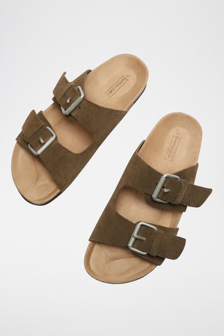 Mules en nubuck - Kaki