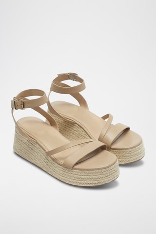 Sandalen met Sleehak - Beige