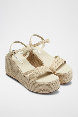 Sandalen met Sleehak - Beige