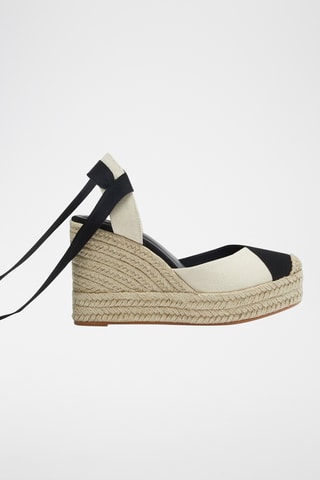 Espadrilles met Sleehak - Zwart en Beige