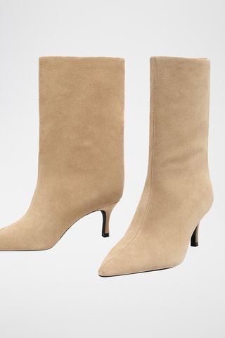 Nubuck Enkellaarzen - Beige