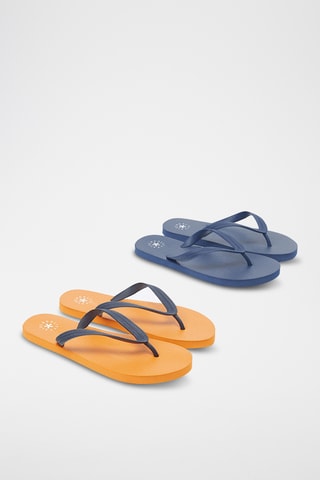 2 Paar Slippers - Oranje en koningsblauw