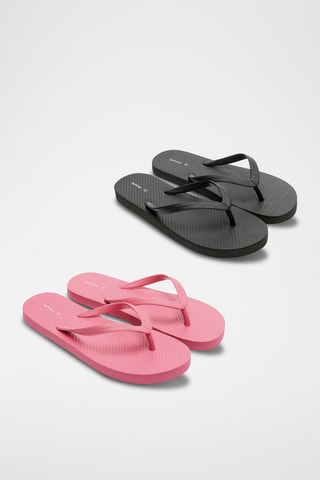 2 paires de tongs - Noir et rose