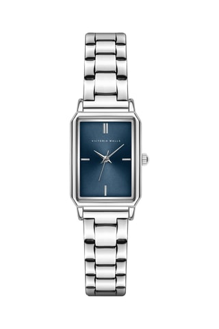 Japans Stalen Quartz Horloge Zilverkleurig en Blauw - Victoria Walls 