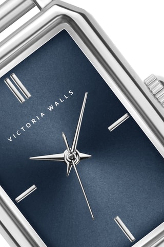 Japans Stalen Quartz Horloge Zilverkleurig en Blauw - Victoria Walls 