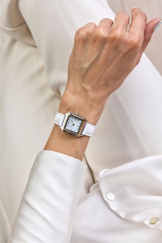 leren Quartz Horloge - Wit en Zilverkleurig - Victoria Walls