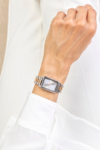 Stalen Quartz Horloge - Zilverkleurig en Roségoudkleurig - Victoria Walls 