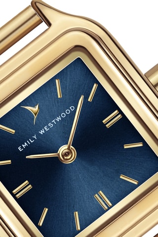 Japans Stalen Quartz Horloge Goudkleurig en Blauw - Emily Westwood