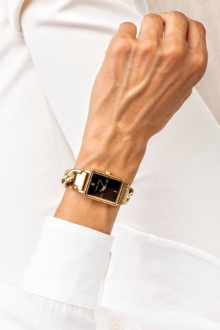 Stalen Quartz Horloge - Goudkleurig en zwart - Victoria Walls