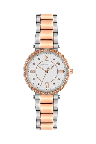 Metalen Quartz Horloge - Roségoudkleurig en Zilverkleurig - Emily Westwood