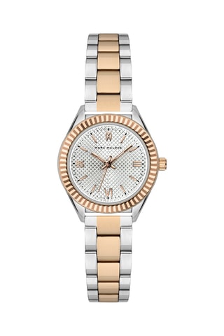Stalen Quartz Horloge - Zilverkleurig en Roségoudkleurig - Marc Malone
