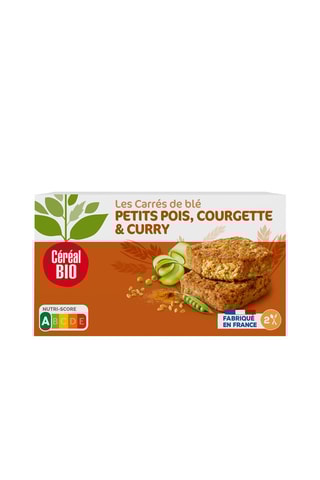 6 x Tendres carrés blé petits pois courgette curry - 200 g