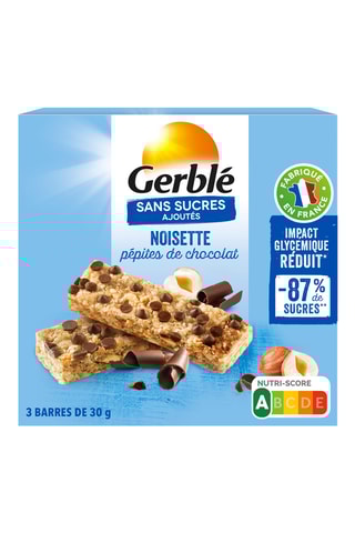 5 x Barres noisettes pépites de chocolat sans sucre ajouté - 5 x 3 barres
