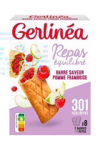 2 x Barres repas fourrées pomme framboise - 360 g