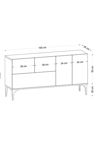 Console 4 portes Glise  - 150 x 75 x 35 cm