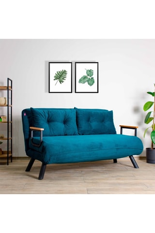 Canapé convertible Sando Como - Bleu canard - 2 places - Revêtement en polyester