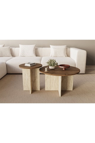 2 Tables basses rondes - 70 x 40 cm et 40 x 47 cm