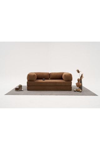 Canapé modulable convertible Comfort - Marron - 3 places - En tissu chenille