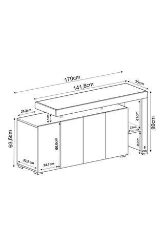 Console 4 portes Beliz - 170 x 35 x 80 cm