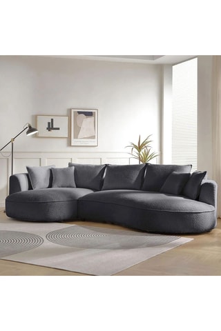 Canapé d'angle gauche - Gris - 4 places - En tissu bouclé - 317 x 183 x 71 cm