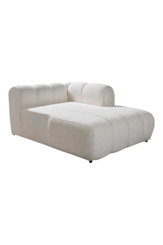 Canapé d'angle droit - Blanc - 4 ou 5 places - En tissu bouclette - 265 x 185 x 95 x 70 cm