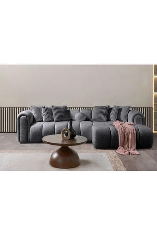 Canapé d'angle droit - Gris - 4 ou 5 places - En tissu bouclé - 265 x 185 x 95 x 70 cm