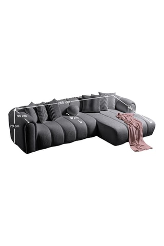 Canapé d'angle droit - Gris - 4 ou 5 places - En tissu bouclé - 265 x 185 x 95 x 70 cm