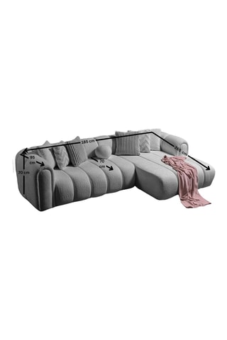 Canapé d'angle droit - Gris clair - 4 ou 5 places - En tissu bouclette - 265 x 185 x 95 x 70 cm
