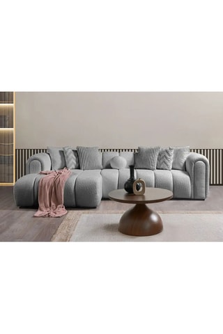 Canapé d'angle gauche - Gris - 4 ou 5 places - En tissu bouclé - 265 x 185 x 95 cm